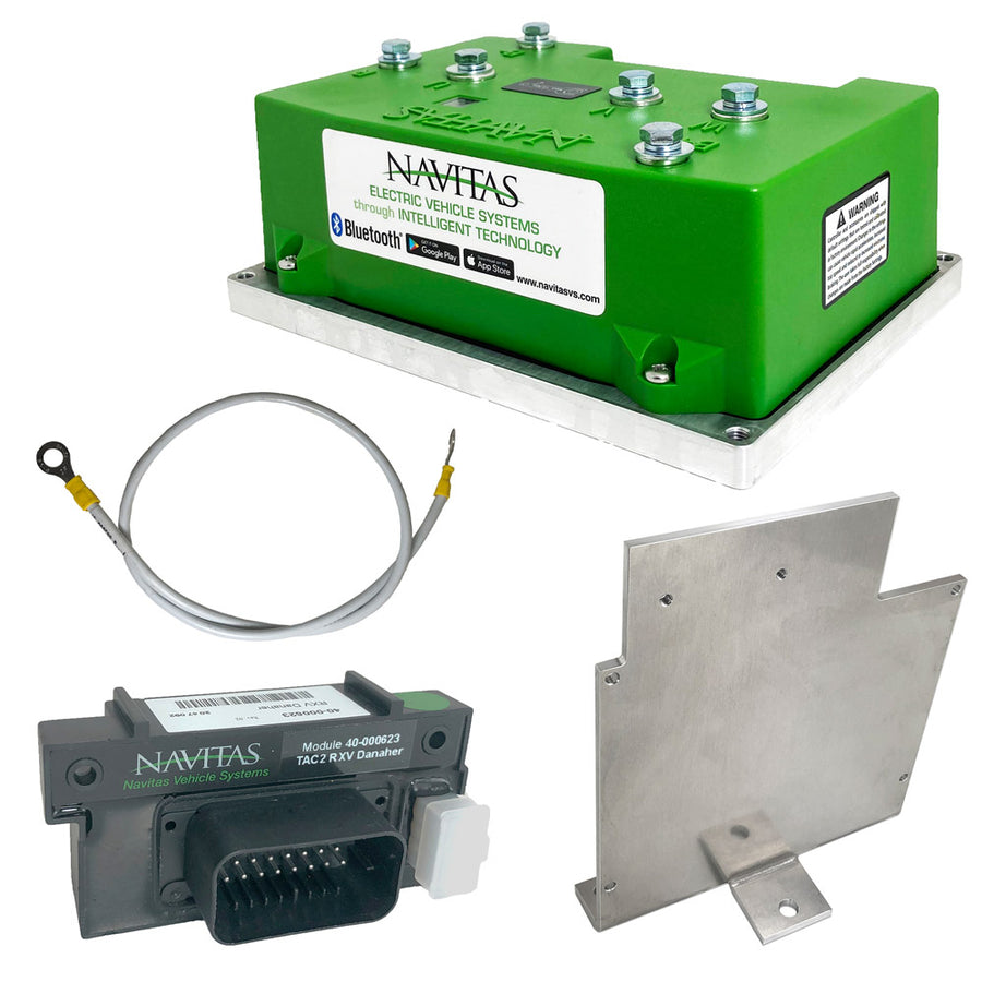 Nivel Navitas TAC2 N25-118 48V controller kit for golf carts, featuring Bluetooth, compatible with EZGO RXV, with 440-amp capacity.