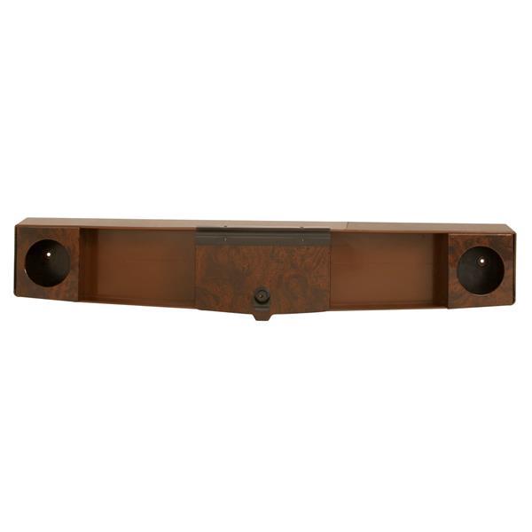 Nivel Regal Burl golf cart dash organizer tray with beverage holder, universal fit for golf cart interiors, includes cup compartments.