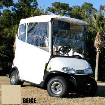 Nivel EZGO TXT beige enclosure for golf cart, 3-sided design, fits 1994-up models, durable fabric for 2-passenger EZGO TXT carts.