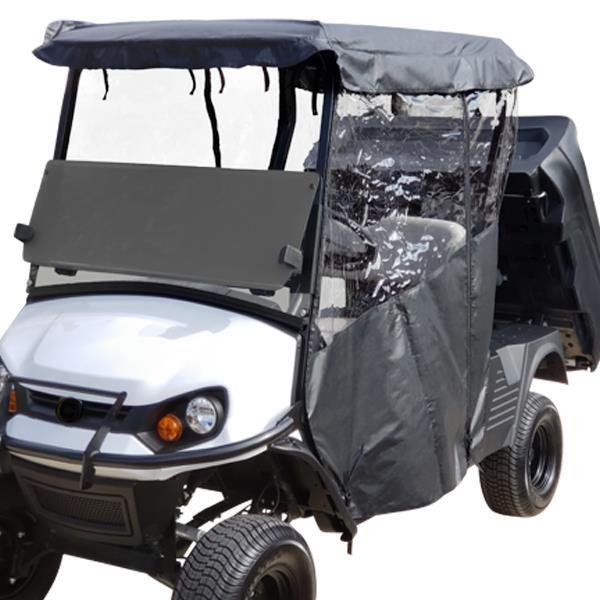 Nivel Cushman Hauler black vinyl 3-sided enclosure with over-the-top cover for golf carts, part N66024.