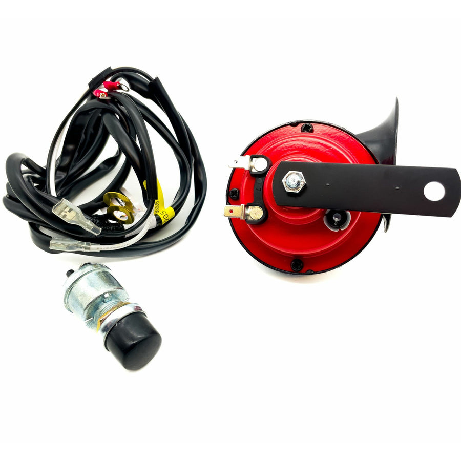 Nivel N02-086 12-volt horn kit for golf carts, universal fit, with a powerful clear sound for enhanced vehicle safety