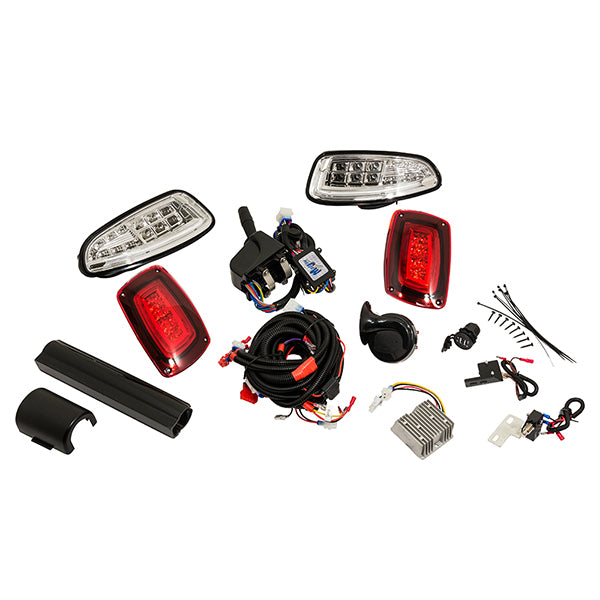 Nivel MadJax LED Ultimate Plus Light Kit for EZGO RXV golf carts, includes headlights, taillights, and wiring for 2016 and up.