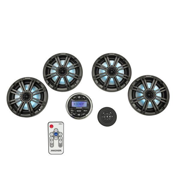 Nivel Kicker Nivel N13-051 200W weatherproof gauge style media center for indoor outdoor golf cart audio system.