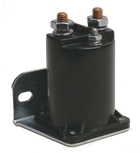 Yamaha G2 G20 golf cart Nivel N1161 12V four-cycle solenoid, durable replacement part, shown in close-up with wiring terminals.