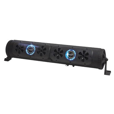 Nivel Bazooka 24-inch Bluetooth Party Bar speaker with LED lights, 450W power, designed for outdoor parties and golf carts.