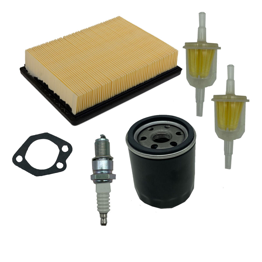 Nivel Club Car DS Tune Up Kit N2142 for 1992-2004 golf carts, includes air, fuel, oil filters, and spark plug for complete maintenance.