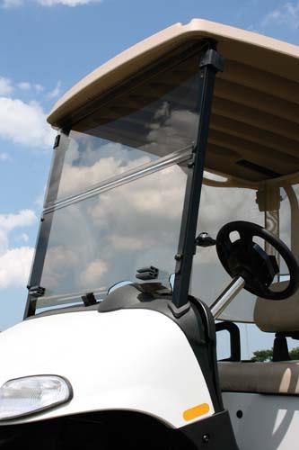 Nivel EZGO folding windshield for golf carts, clear acrylic windshield fits E-Z-GO Marathon models 1986-1994.