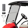 Nivel N10017 tinted folding windshield for Club Car Precedent models 2004 and up, featuring clear glass and black frame.