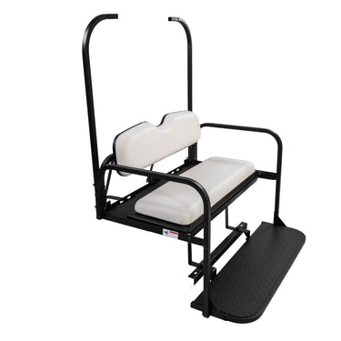 Rainier Parts Club Car DS Flip Seat Kit in white, designed for 1982-2000 models, durable and easy to install golf cart accessory.