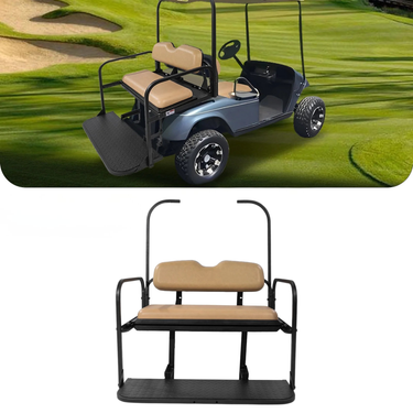 Rainier OEM EZGO TXT Golf Cart Rear Flip Flop Seat Kit OKRSKT2000-PW Tan Cushions For 1994 And Up - Rainier Parts