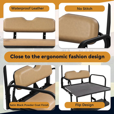 Rainier OEM EZGO TXT Golf Cart Rear Flip Flop Seat Kit OKRSKT2000-PW Tan Cushions For 1994 And Up - Rainier Parts