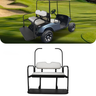 White Rainier Parts flip seat kit for EZGO TXT golf carts, showing rear flip seat with cargo space and easy installation features.