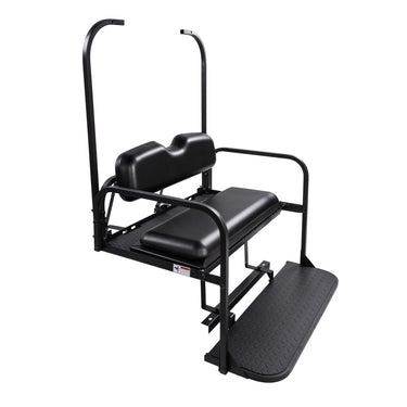 Black Club Car DS Flip Seat Kit by Rainier Parts for 1982-2000.5 models, featuring durable, versatile cargo upgrade for golf carts.