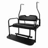 Rainier Parts flip seat kit for Club Car DS golf cart, black convertible to cargo bed, durable and versatile for golf cart enthusiasts.