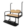 Rainier Parts Yamaha G22 flip seat kit in tan for golf carts, featuring easy installation and rear seat to flatbed conversion.