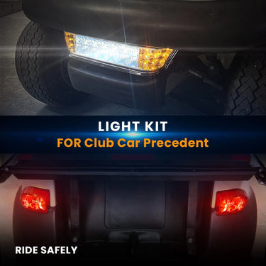 Rainier Parts Club Car Precedent LED Light Kit for golf carts, 12-48V, with bright headlights and safety lighting for night visibility.