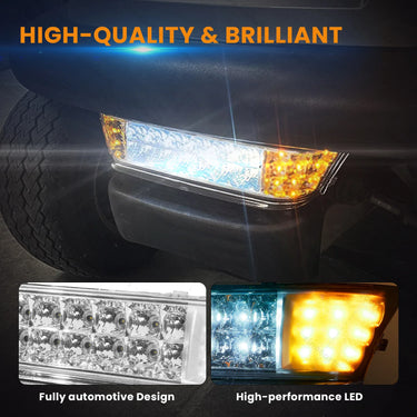 Rainier Parts LED Ultimate Light Kit installed on a Club Car Precedent golf cart, enhancing safety and night visibility with bright lighting.