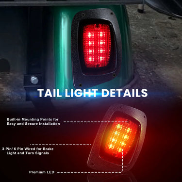 Rainier Parts LED Deluxe Light Kit for EZ-GO RXV golf cart 2016+ in 12-48V, high-brightness, weather-resistant for better visibility.