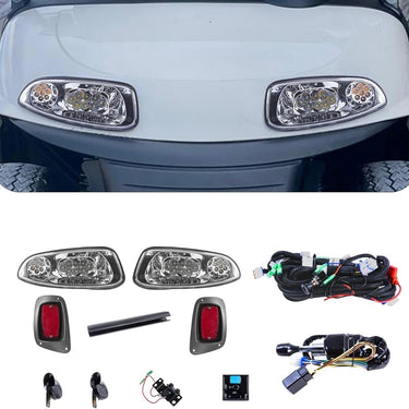 Rainier Parts LED Deluxe Light Kit for EZ-GO RXV golf cart, 12-48V, high-brightness lights for improved visibility and style.