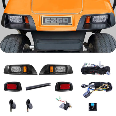EZ-GO TXT PRE2013 LED Deluxe Light Kit 12-48 Volt showcasing bright LED headlights for enhanced visibility and safety.