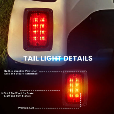 YAMAHA G-22 LED Hi-Low Beam Deluxe Light Kit with Brake Pads 12-48 volt in action on a golf course during twilight for enhanced visibility.