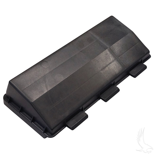 Redhawk FIL-0017 air filter cover for EZGO TXT golf cart, black durable cover with sleek design.