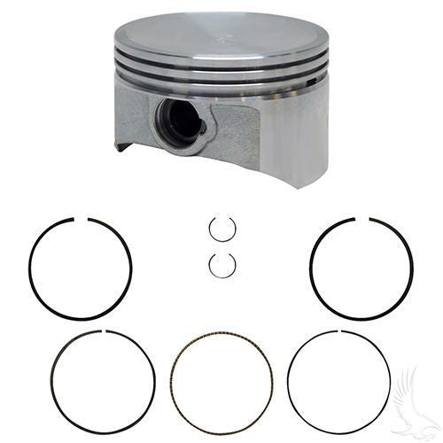 Redhawk OEM ENG284 piston and ring assembly for EZGO RXV, TXT golf carts with Kawasaki engine, shown in a detailed view.