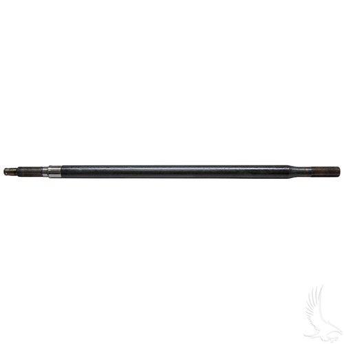 Redhawk OEM rear axle for EZ-GO golf carts, model AXL-1000, showing the red axle with mounting points and drive side.