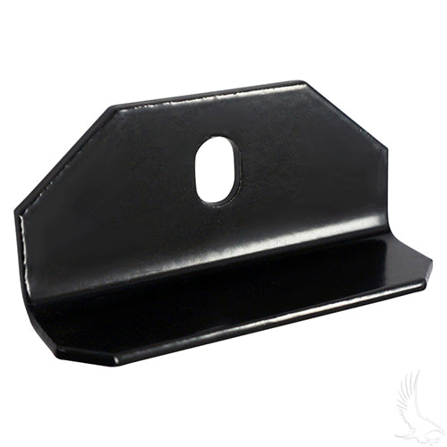 Redhawk OEM Battery Hold Down Plate BAT-2012 for EZGO TXT golf cart, with red metal clamp and mounting hardware.