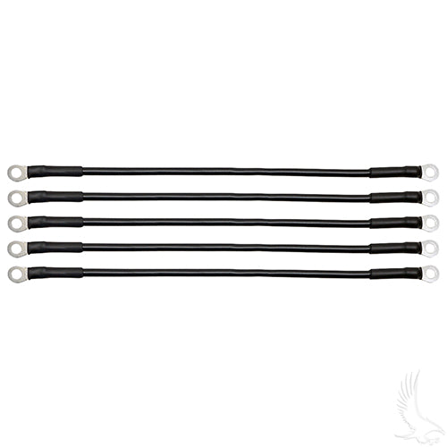 Redhawk 14-inch 6-gauge black battery cable pack for automotive use, durable high load leads for DIYers.