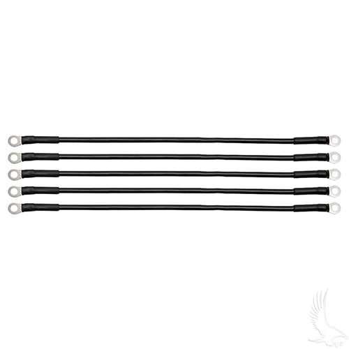 Red Hawk 6 Gauge battery cable pack with five 16-inch black copper cables for automotive and DIY electrical projects.
