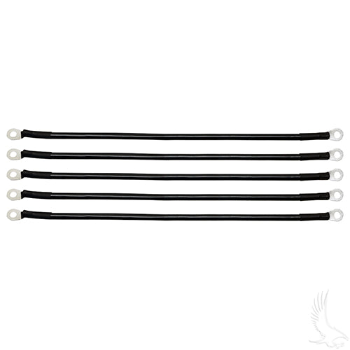 Red Hawk 4 Gauge 16-inch battery cables in a black bag, heavy-duty automotive and marine power cables, set of 5.