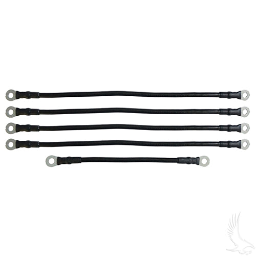 Redhawk battery cable set for EZGO TXT 48V golf cart, includes 6-gauge cables in 7-inch and 14-inch lengths.