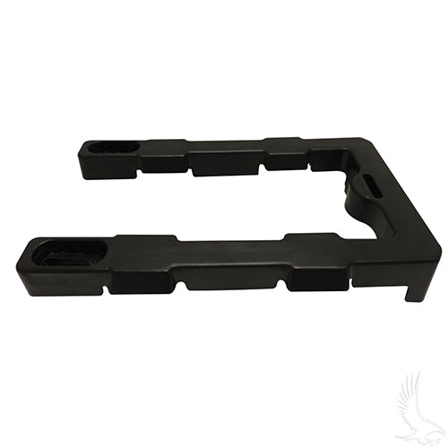 Redhawk OEM BAT-2019 battery plate for E-Z-GO RXV golf cart, designed for 12V batteries, black metal mounting component