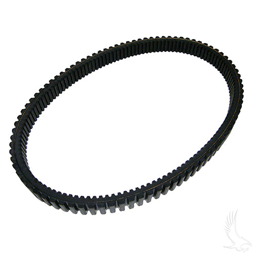 Redhawk drive belt for Club Car DS OHV 92 and newer, high-performance severe duty belt with red and black design.