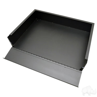 Red Hawk steel utility box for Club Car DS with mounting kit, durable storage solution, easy install, black metal construction