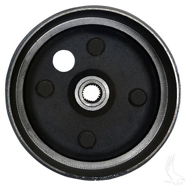 Red Hawk brake drum for EZ-GO golf carts 1982 onward, high-quality OEM replacement tested for 2-cycle gas and electric models.