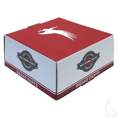 Red Hawk Brake Drum OEM BRK-002 for EZ-GO Golf Carts 1982 onward, tested premium aftermarket part, red in color.