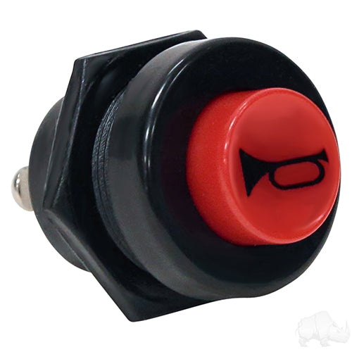 Redhawk horn dash mount button in sleek red design, durable and secure for easy access in car interiors.