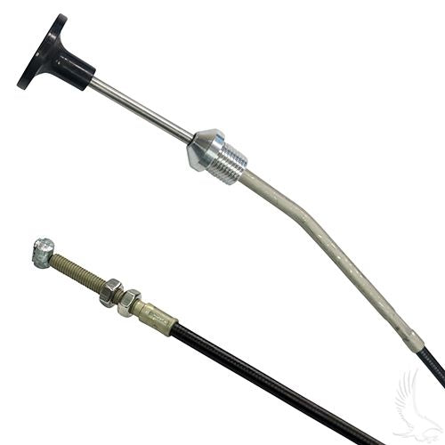Red Hawk CBL084 choke cable for EZGO TXT golf carts, red rubber grip, metal connectors, and flexible cable.