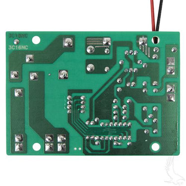 Red Hawk OEM CGR026 charger board for EZGO PowerWise 94 Plus golf carts, featuring power input control and high reliability.