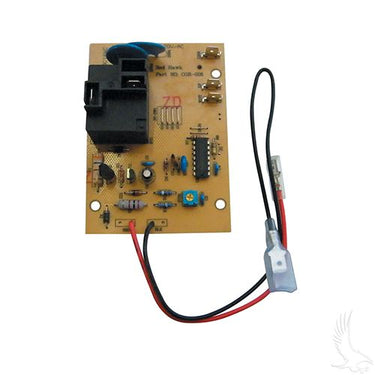 Red Hawk OEM CGR026 charger board for EZGO PowerWise 94+ golf carts, showcasing circuit control components and high-reliability design.