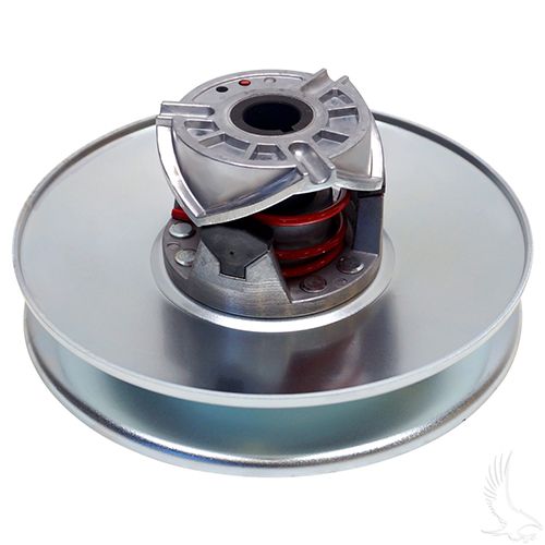 Red Hawk CP-0061 clutch driven for Club Car DS gas golf cart, showing the durable red clutch component with detailed parts.