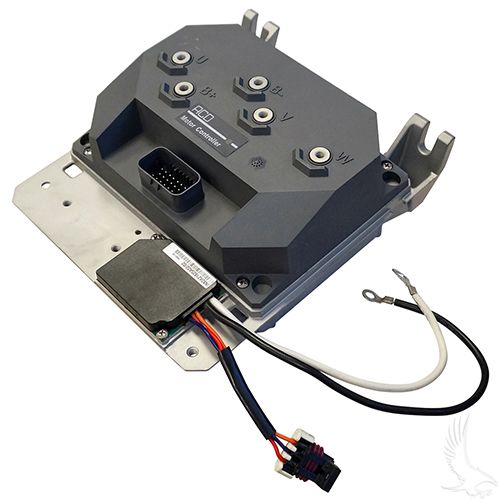 Red Hawk EZ Go RXV 08 Plus 48V Controller with Danaher, plug and play, rebuilt for golf carts, red and black controller unit.
