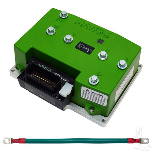 Redhawk Navitas 440A Drive Controller for EZGO RXV golf carts, featuring a compact black and red design with connection ports.