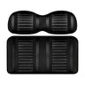 Red Hawk OEM front cushion set for EZGO RXV golf cart, black on black DoubleTake Extreme design, plush seat cushions.