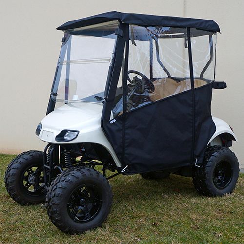 Red Hawk Odyssey ENC-013 weatherproof enclosure in black for EZGO TXT 2014 golf cart, designed for durable protection.