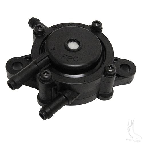 Redhawk FP-008 OEM fuel pump for EZGO RXV 2008 and TXT 2009 Kawasaki golf cart engine, showing the compact pump unit.