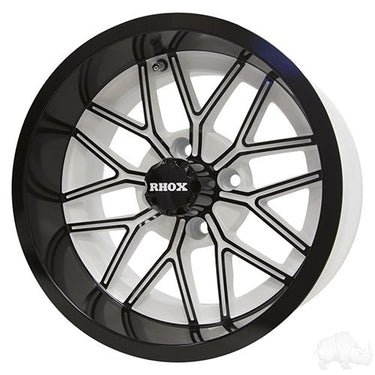 Red Hawk RX281 Golf Cart Wheel 14x7 ET25 White Gloss Black Accent Premium Durability for Golf Enthusiasts - Rainier Parts
