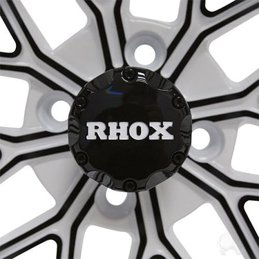 Red Hawk RX284 12x6 ET10 Golf Cart Wheel White Gloss Black Finish Premium Upgrade For Golf Cart Enthusiasts - Rainier Parts